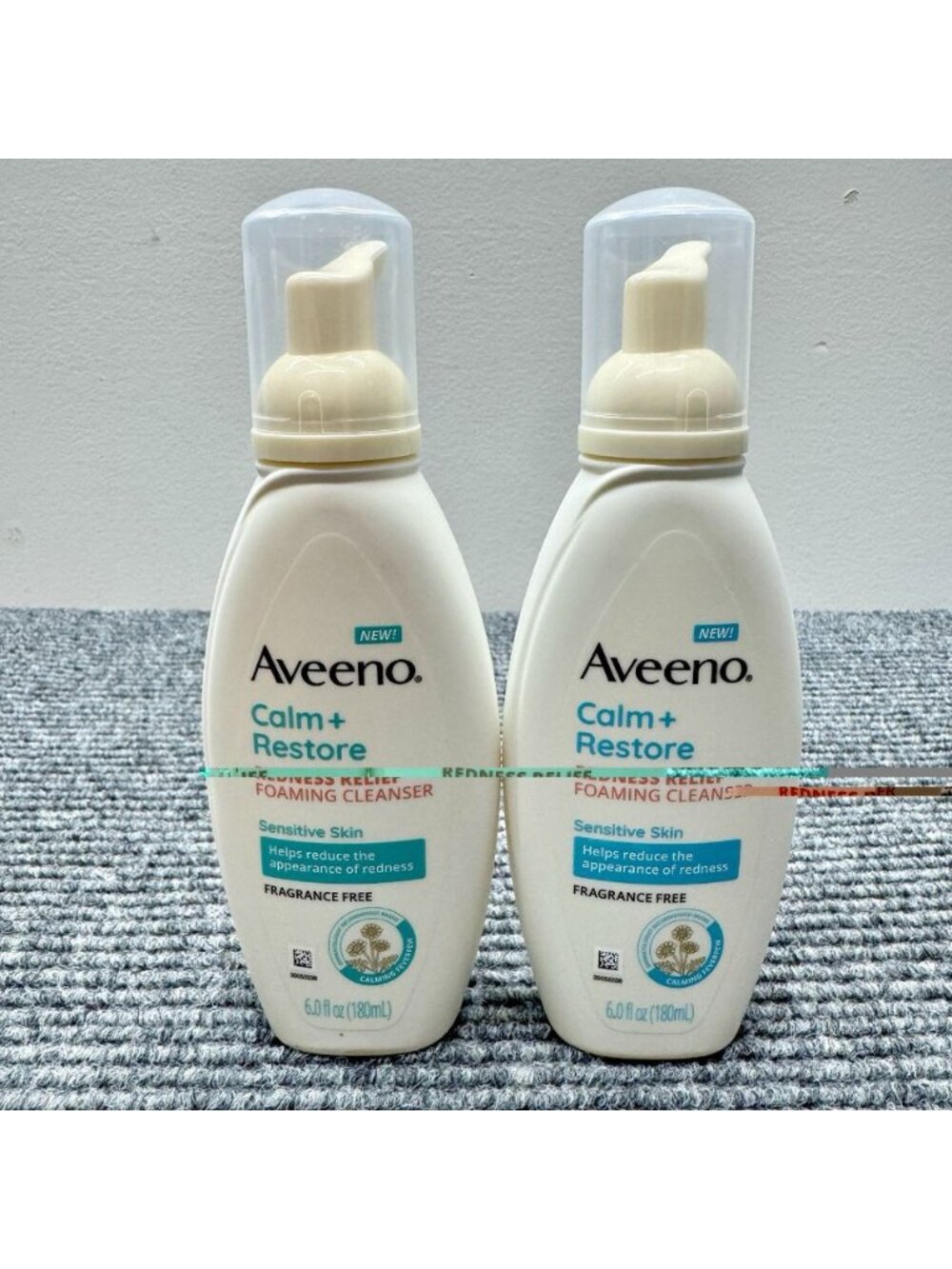 2 Pack: Aveeno Calm Restore Redness Relief Foaming Cleanser Sensitive Skin 6 oz